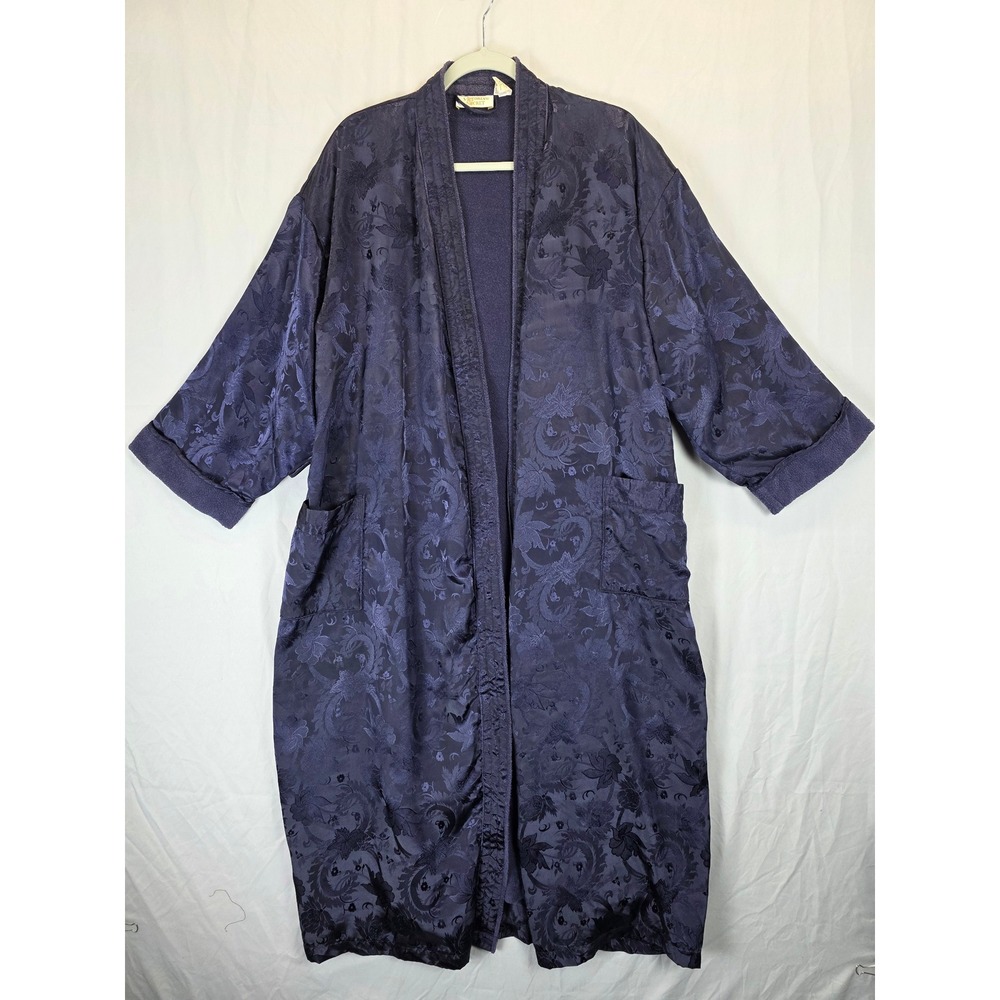 Victoria's Secret Purple Floral Jacquard Terry Robe M/L Kimono Lounge Spa‎